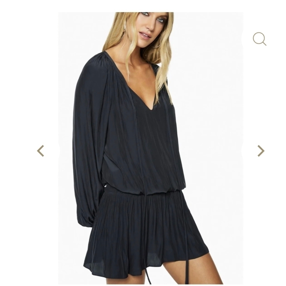 Ramy Brook Black Long Sleeve Silk Mini Dress size XS Boho Bohemian Witchy